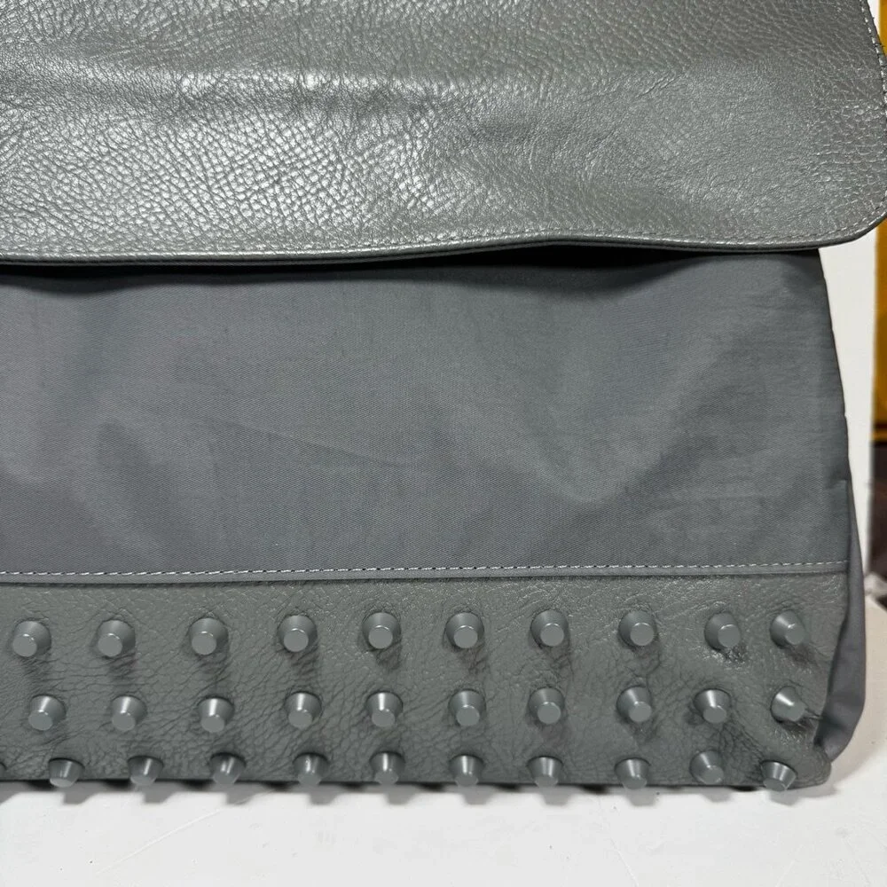Kwani Tote Bag Gray Studded Nylon Leather Neutral Laptop Korea Adjustable Modern